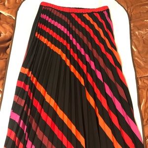 Multicolour Striped Pleated Maxi Skirt by Halogen